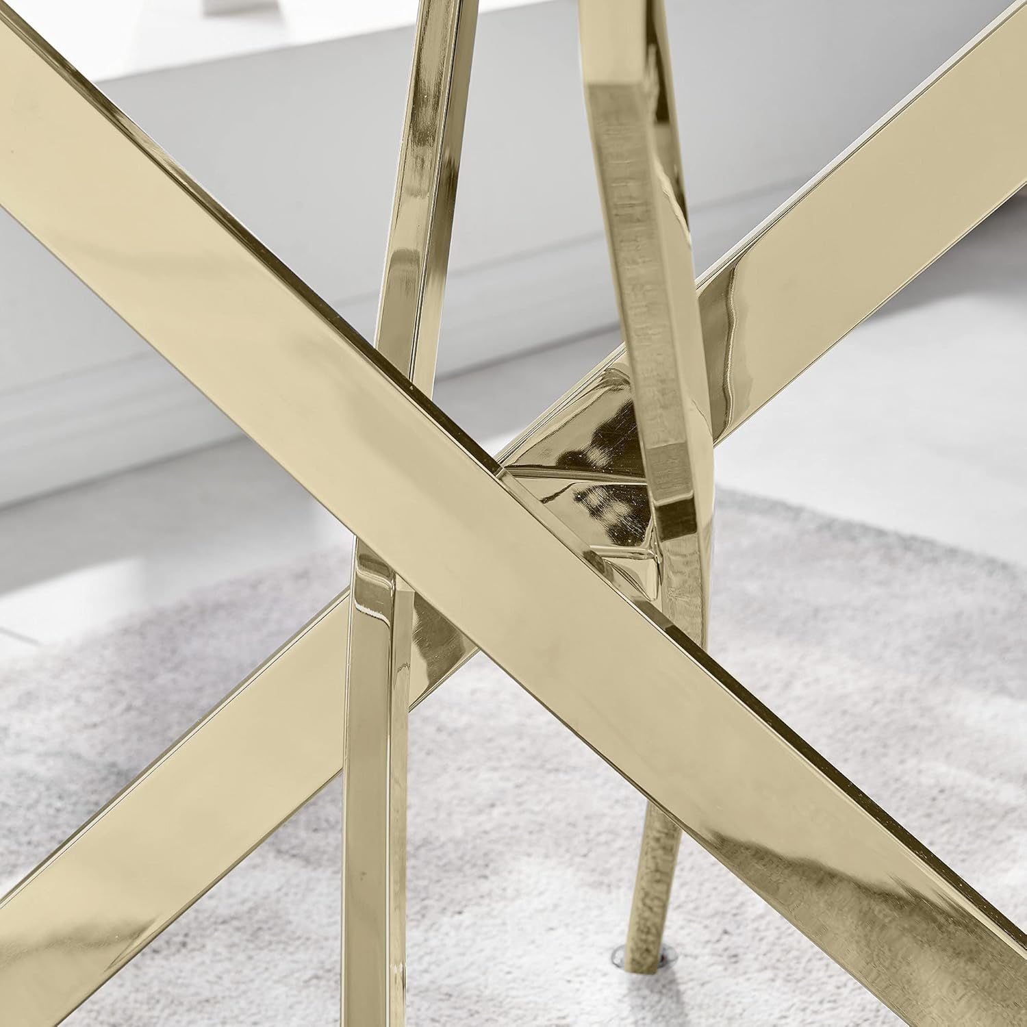 Leonardo Gold Glass Top Dining Table Modern Premium