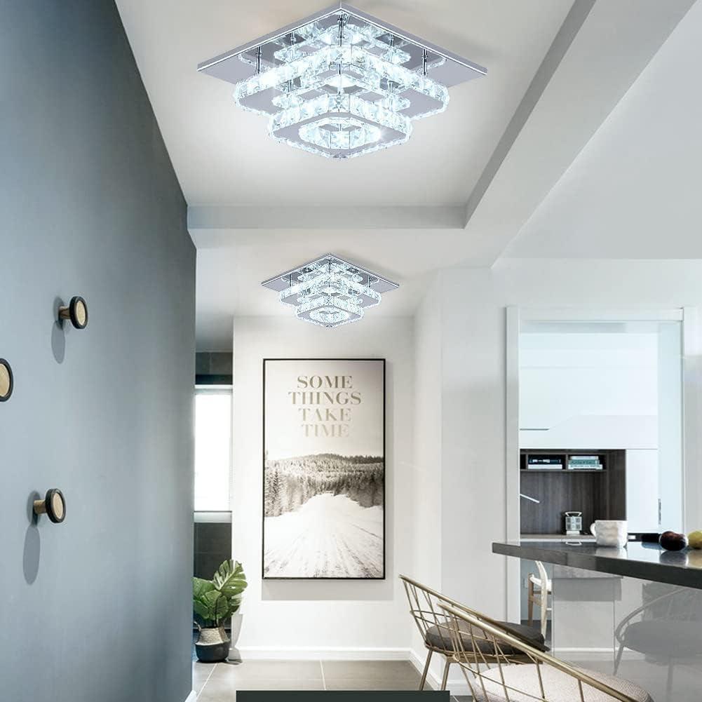 Crystal Square LED Ceiling Light 2 Layer Flush Mount-3