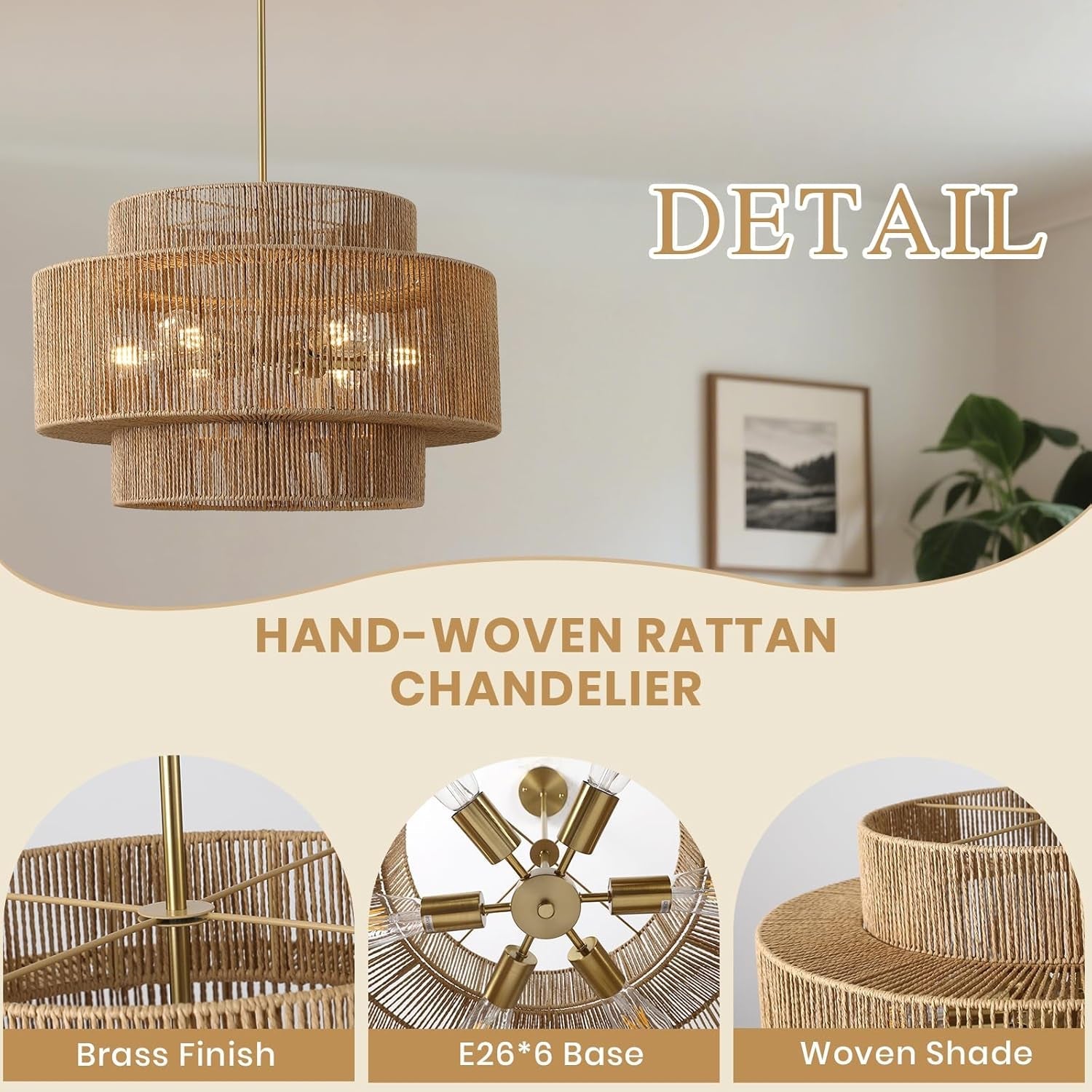 Twenty Four Inch Handwoven Chandelier Dining Room Fixture-2
