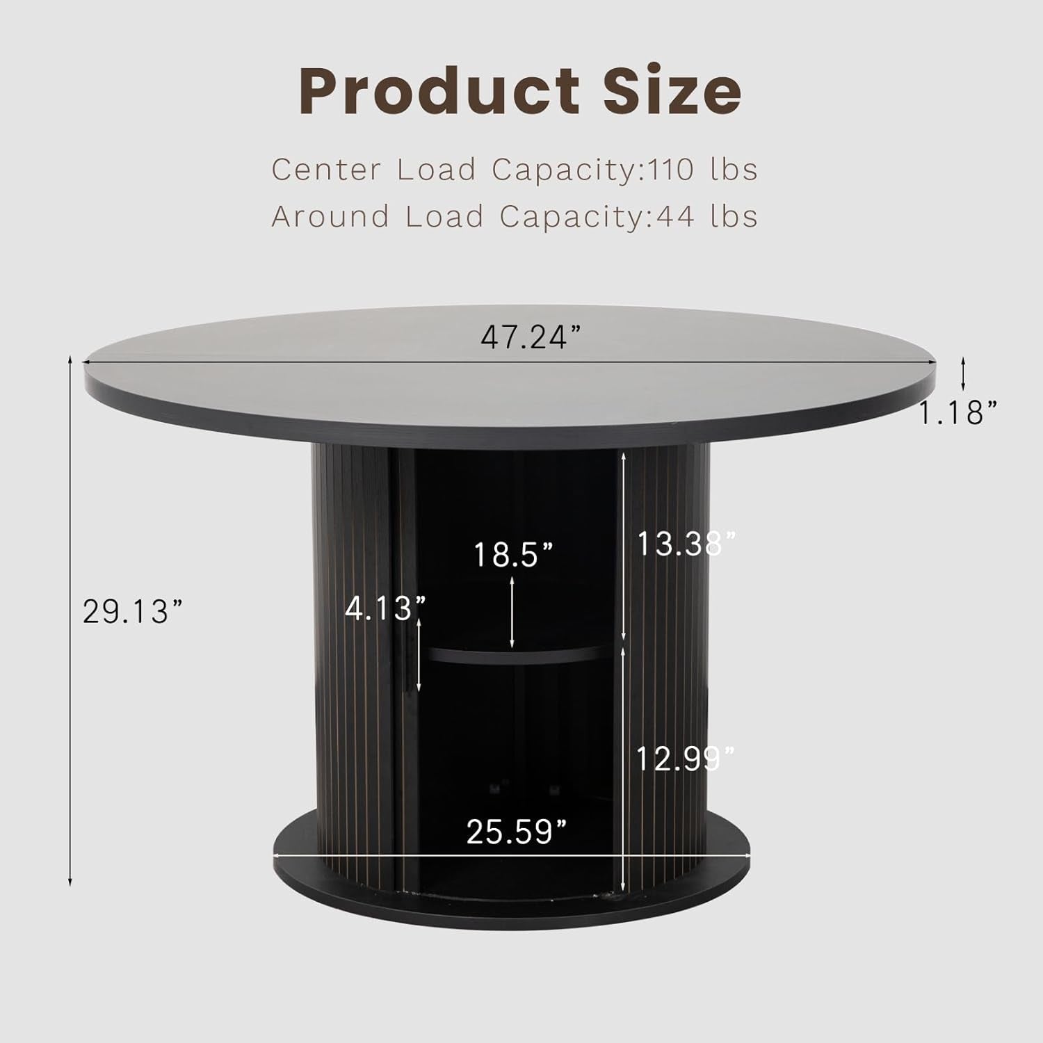 Round Dining Table Featuring Concealed Storage Black