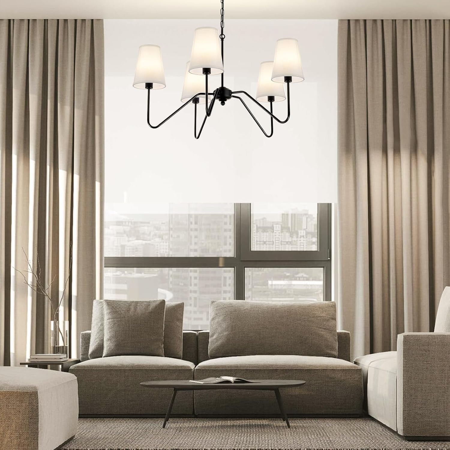 Dining Room Pendant Chandelier Five Arm Thirty Inch-1