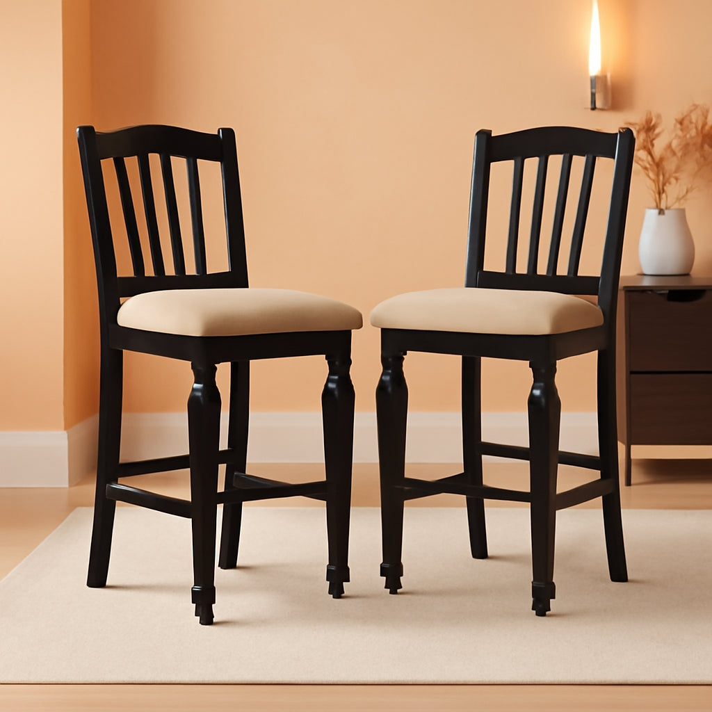 Black Counter Height Kitchen Chairs Set Of 2 For Dining