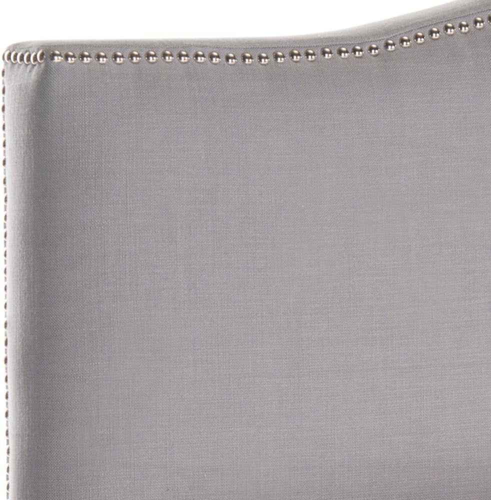 Contemporary Arctic Grey Upholstered Headboard with Silver Nailhead