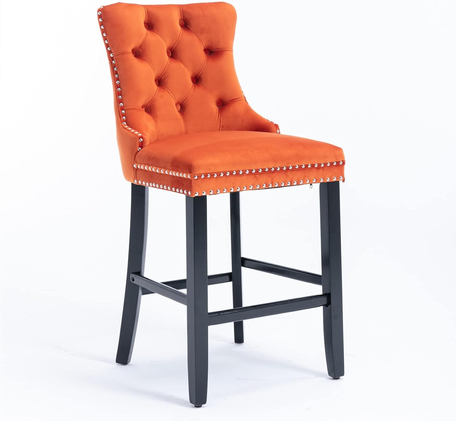 Wingback Velvet Bar Stools Set Of Two Orange Counter Height