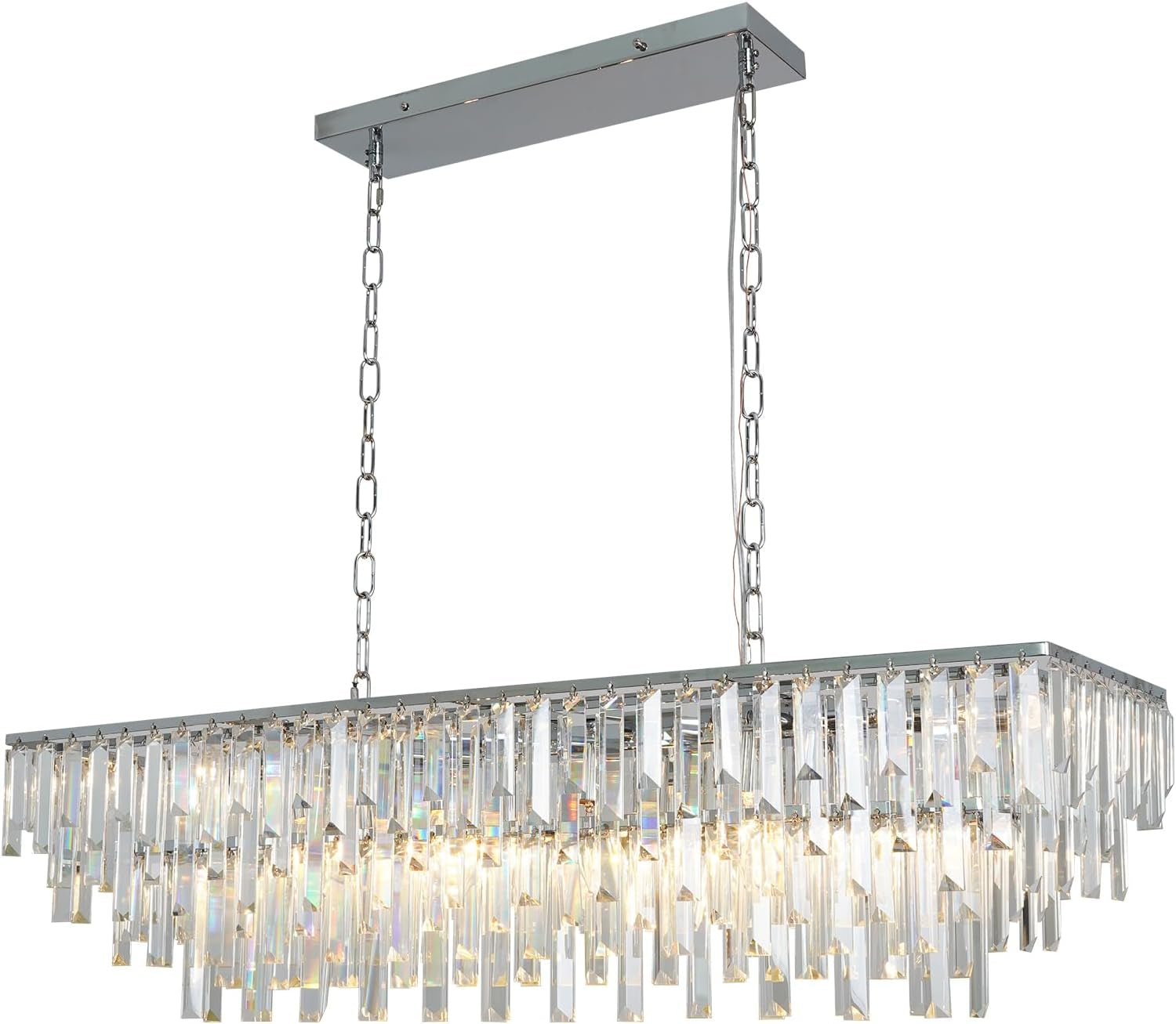 39 Inch Chrome Crystal Rectangle Chandelier Pendant-1