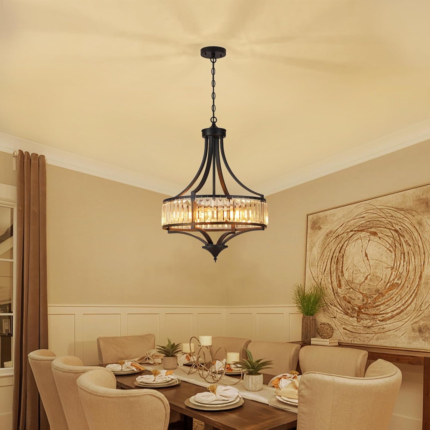 20 Inch Black Chandelier Pendant Fixture Modernist-1