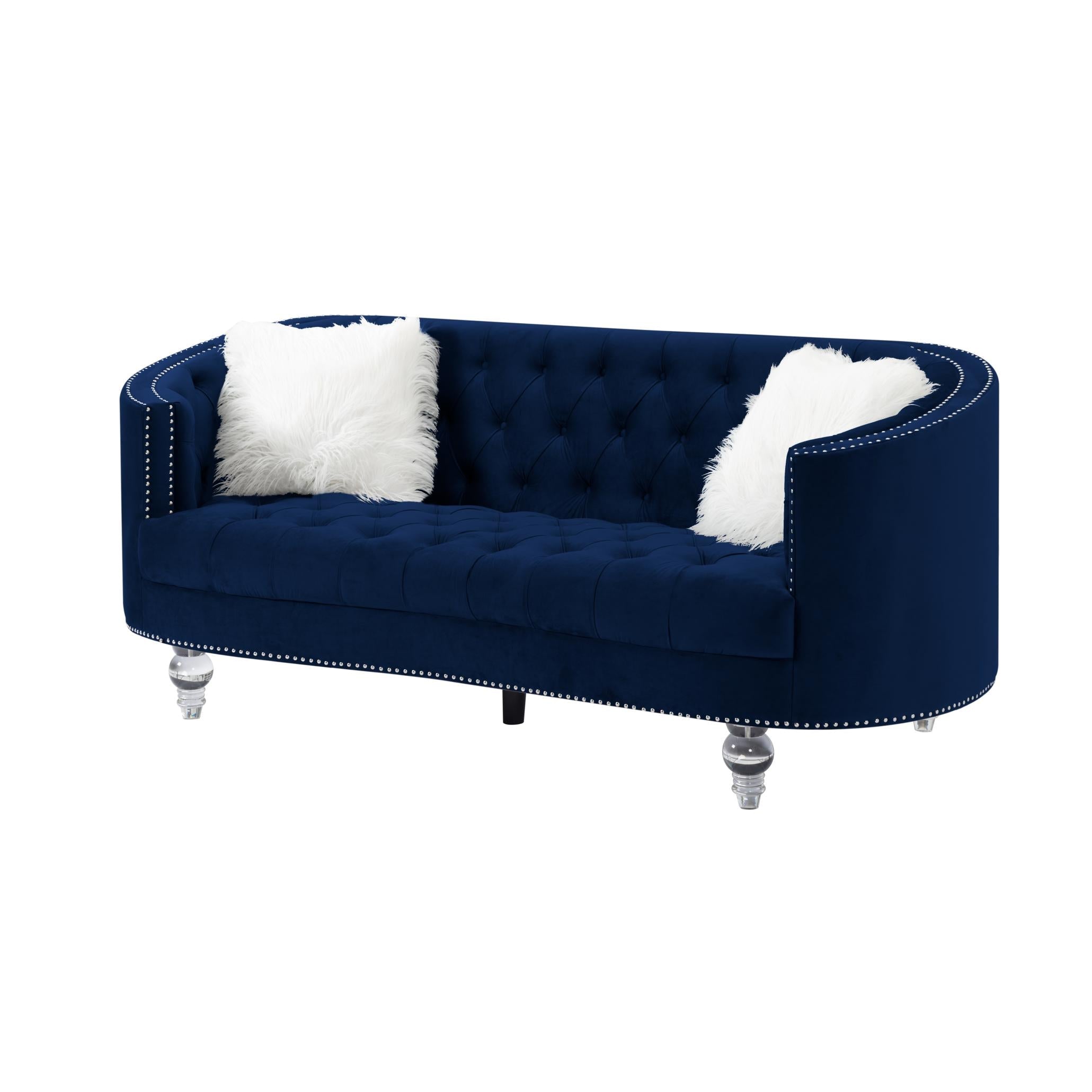 Living Room Sofa Navy Blue Velvet-2