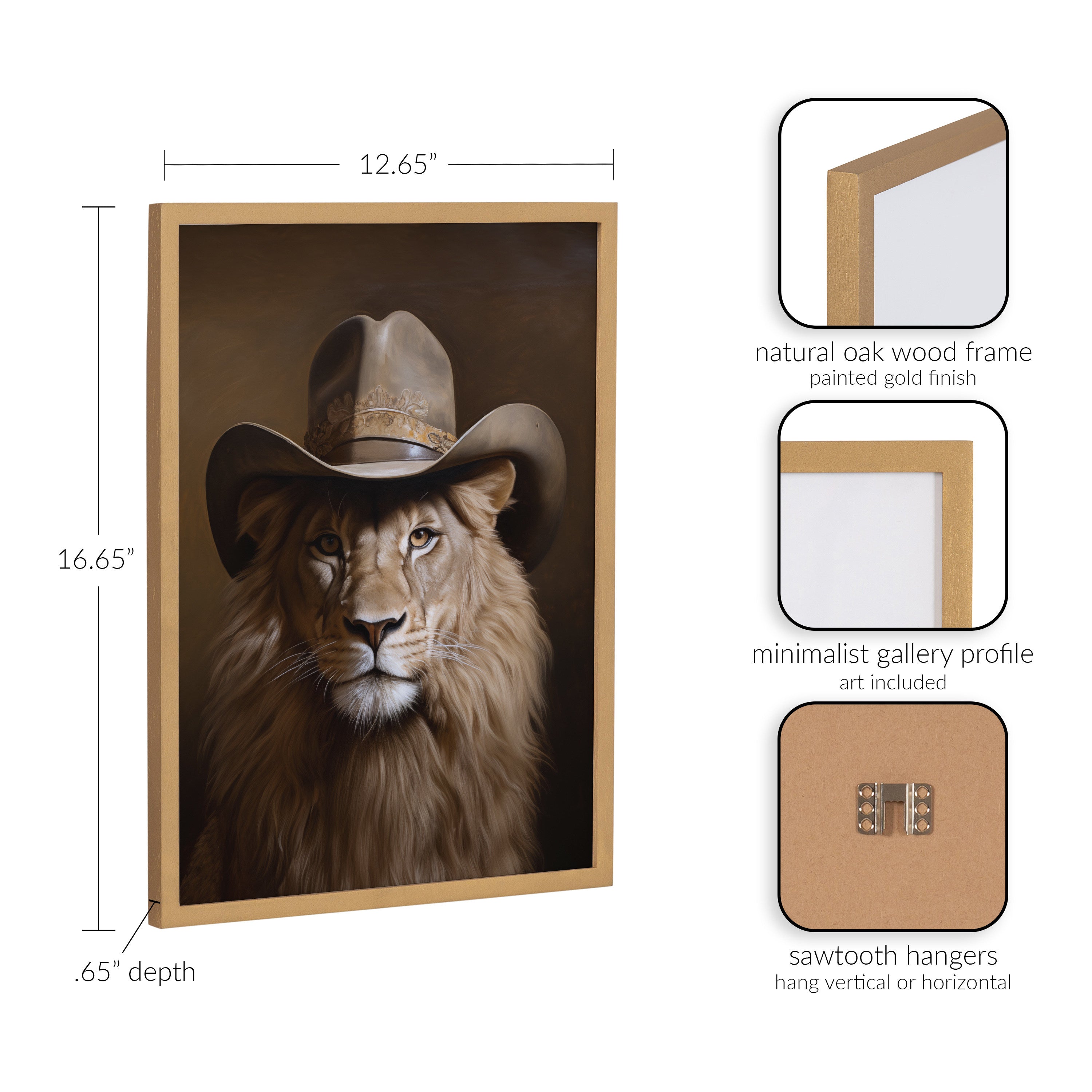 Gallery Lion Wearing a Western Cowboy Hat Print by The Creative Bunch Studio