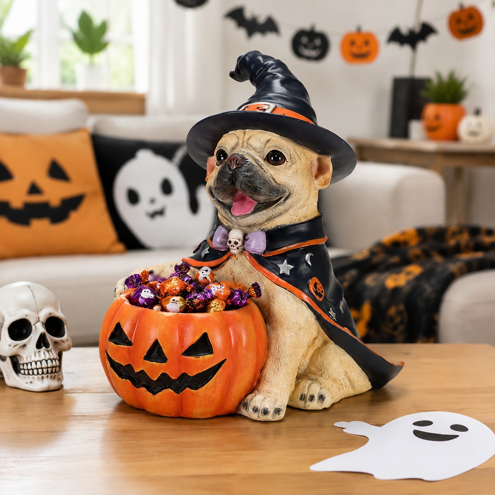 Halloween French Bulldog Witch Puppy Figurine