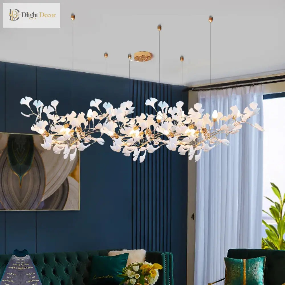 Ceramic Gold White Chandelier | Living Room Home Lighting