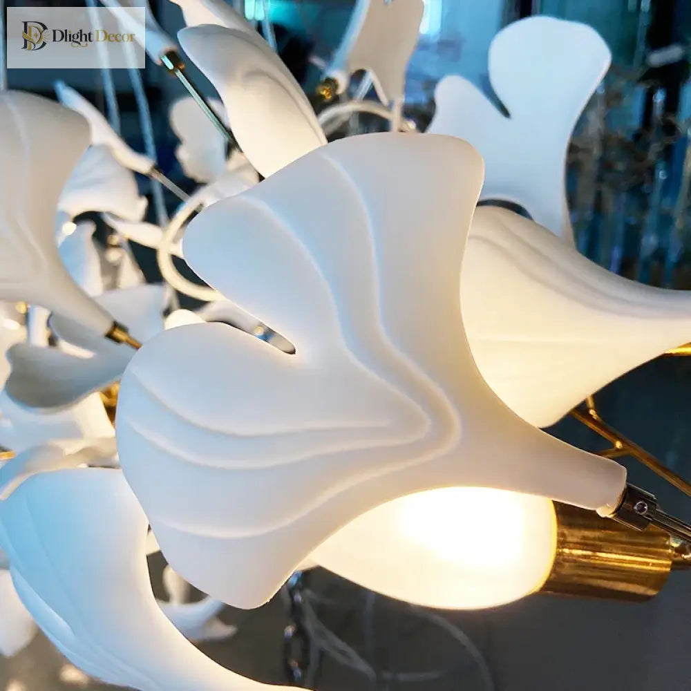 Ceramic Gold White Chandelier | Living Room Home Lighting