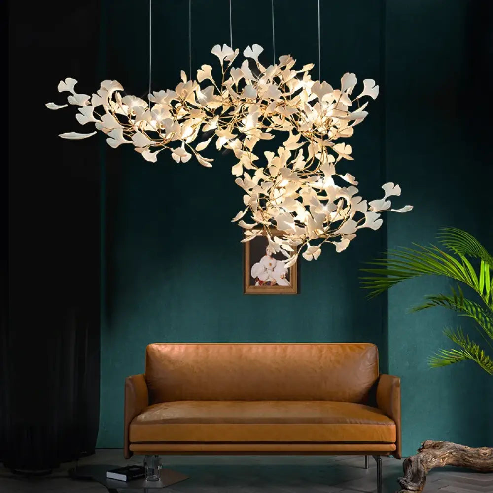 Ceramic Gold White Chandelier | Living Room Home Lighting
