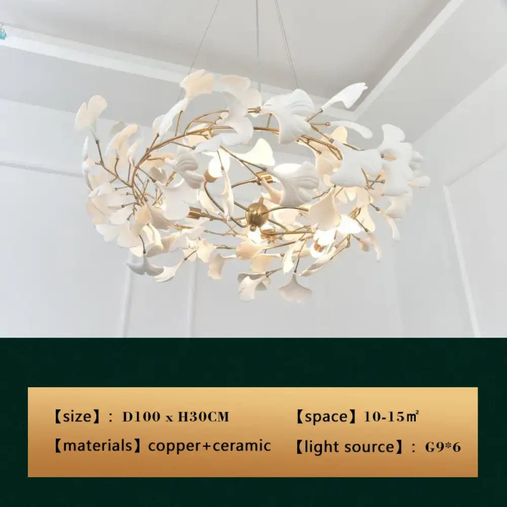 Ceramic Gold White Chandelier | Living Room Home Lighting
