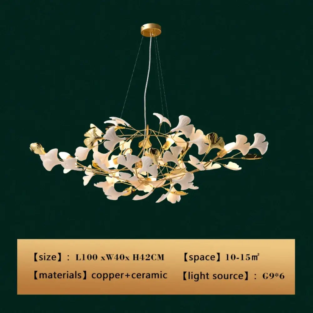 Ceramic Gold White Chandelier | Living Room Home Lighting