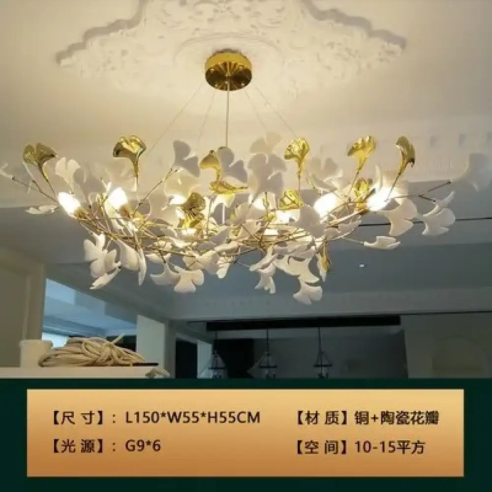 Ceramic Gold White Chandelier | Living Room Home Lighting
