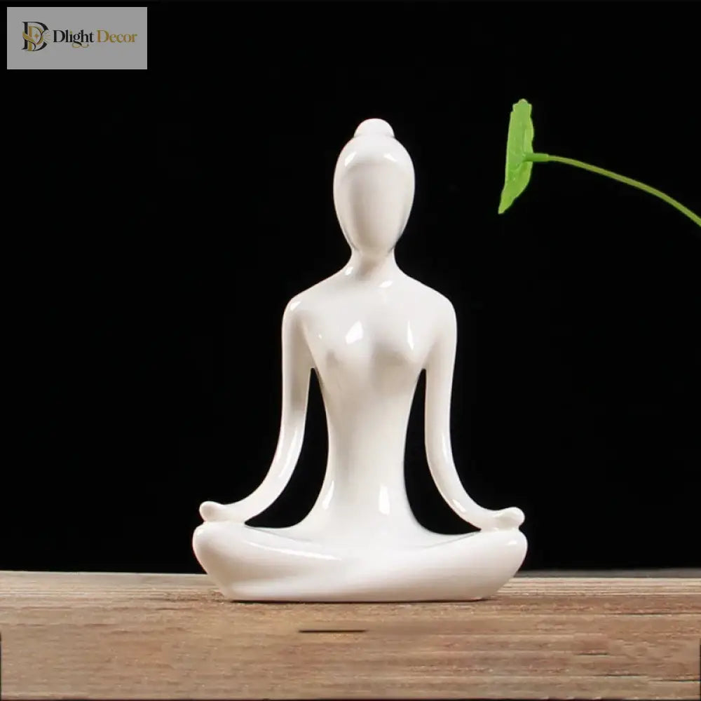 Ceramic Yoga Pose Figurine – Abstract Lady Sculpture in 12 Styles for Home & Studio Decor