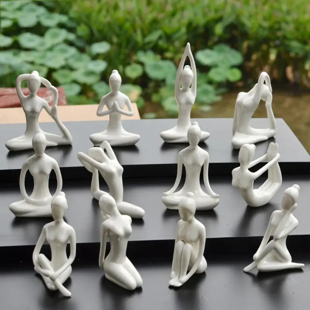 Ceramic Yoga Pose Figurine – Abstract Lady Sculpture in 12 Styles for Home & Studio Decor