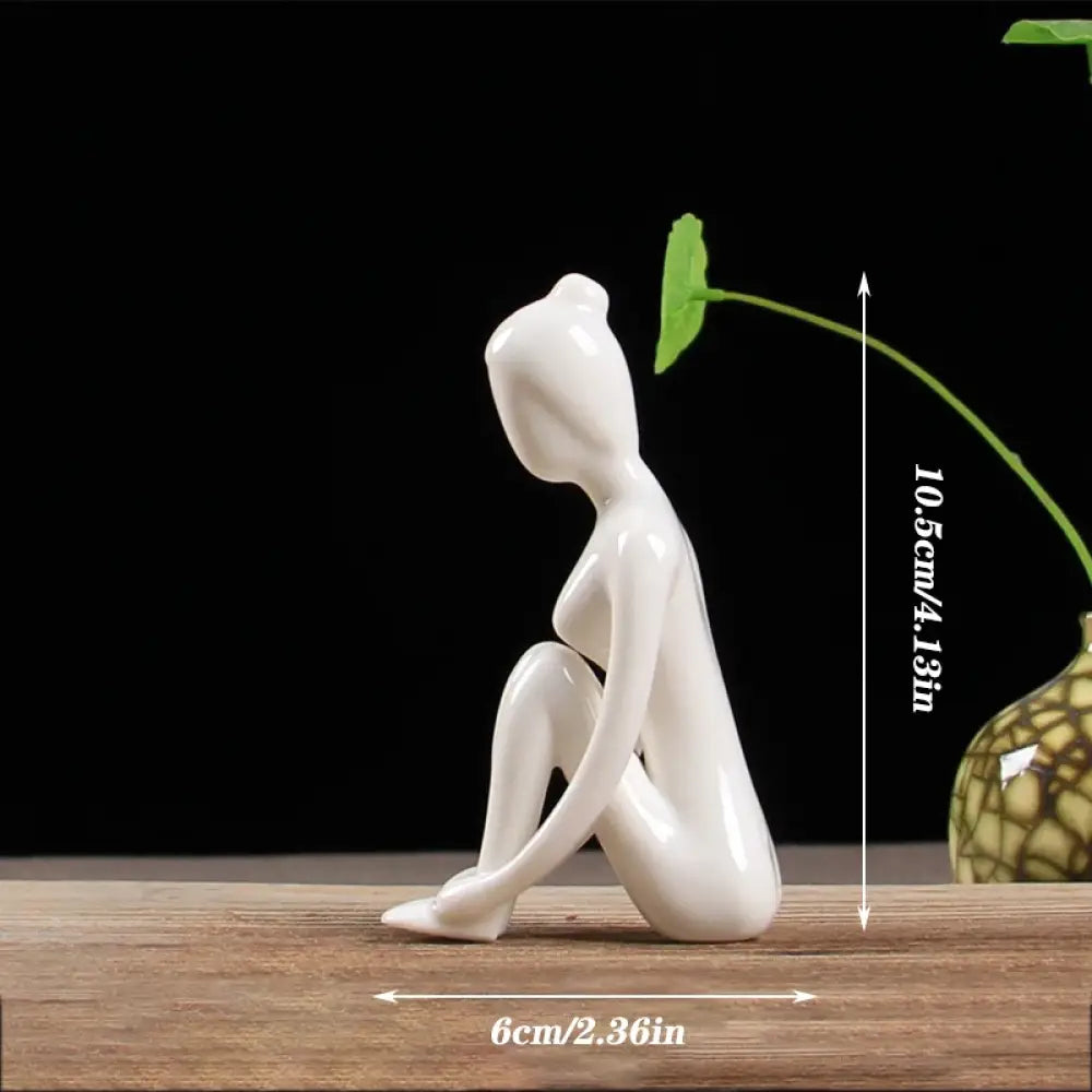 Ceramic Yoga Pose Figurine – Abstract Lady Sculpture in 12 Styles for Home & Studio Decor