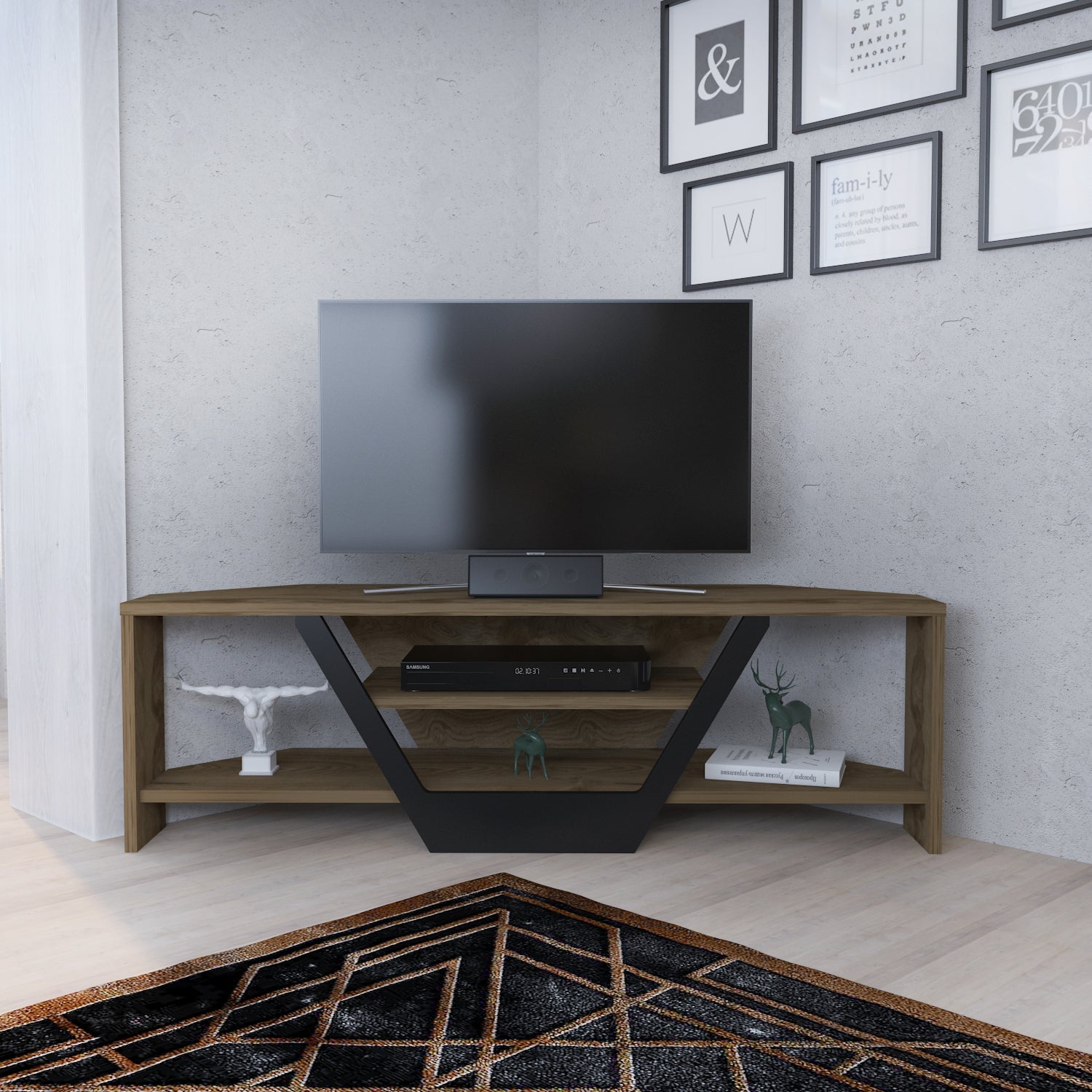 Sares 47'' Wide Corner TV Stand Console Table for Up to 55 inch TVs