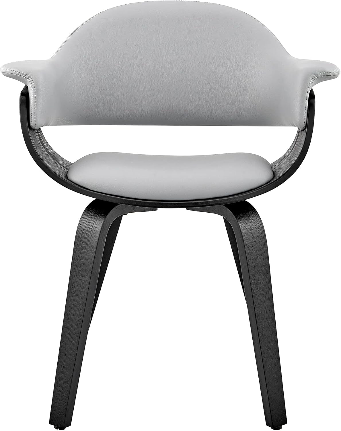 Adalyn Faux Leather and Wood Dining Room Accent Chair, Gray/Black 19D X 25W X 30H In-3