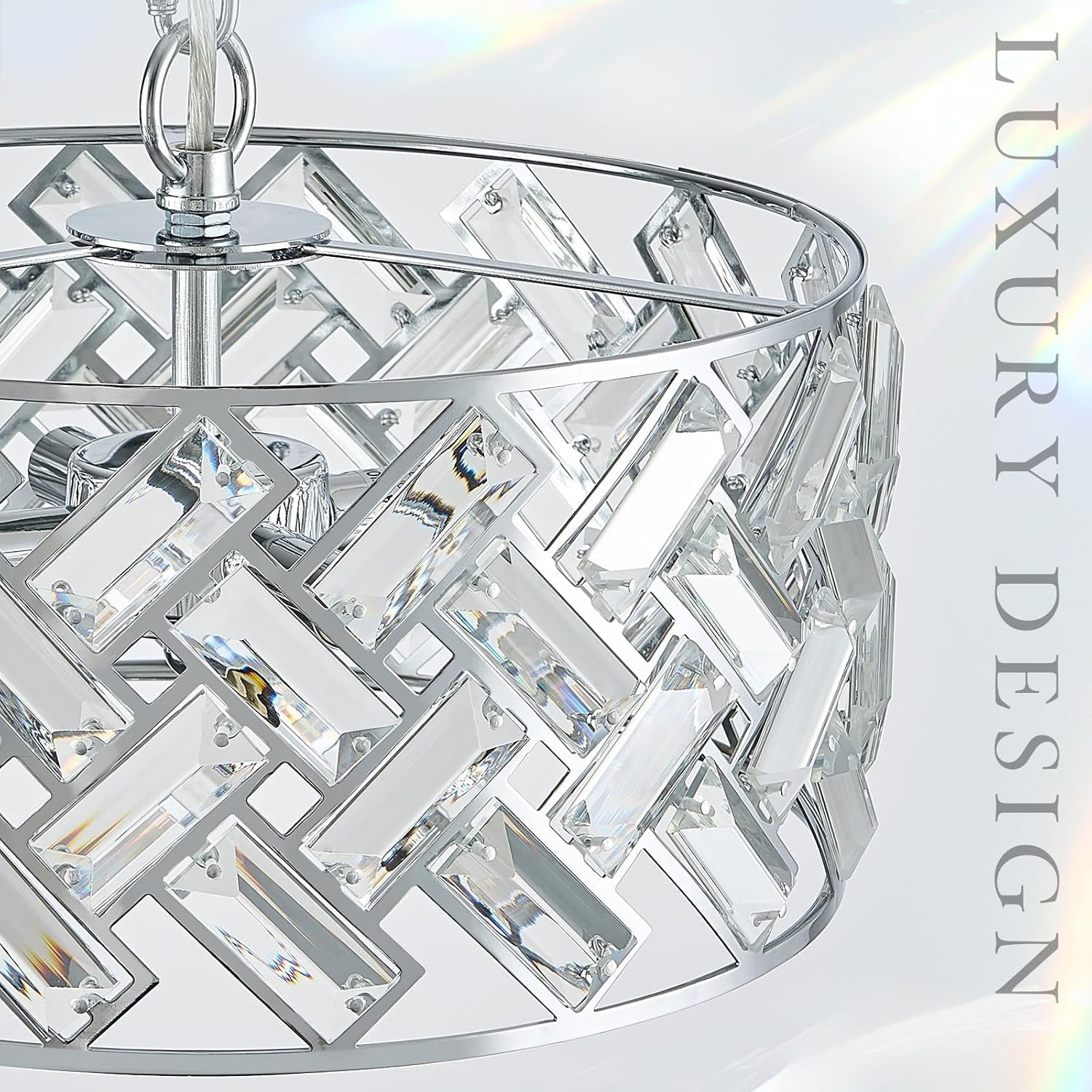 Chrome Crystal Chandelier 12 Inch Light Semi Flush-3