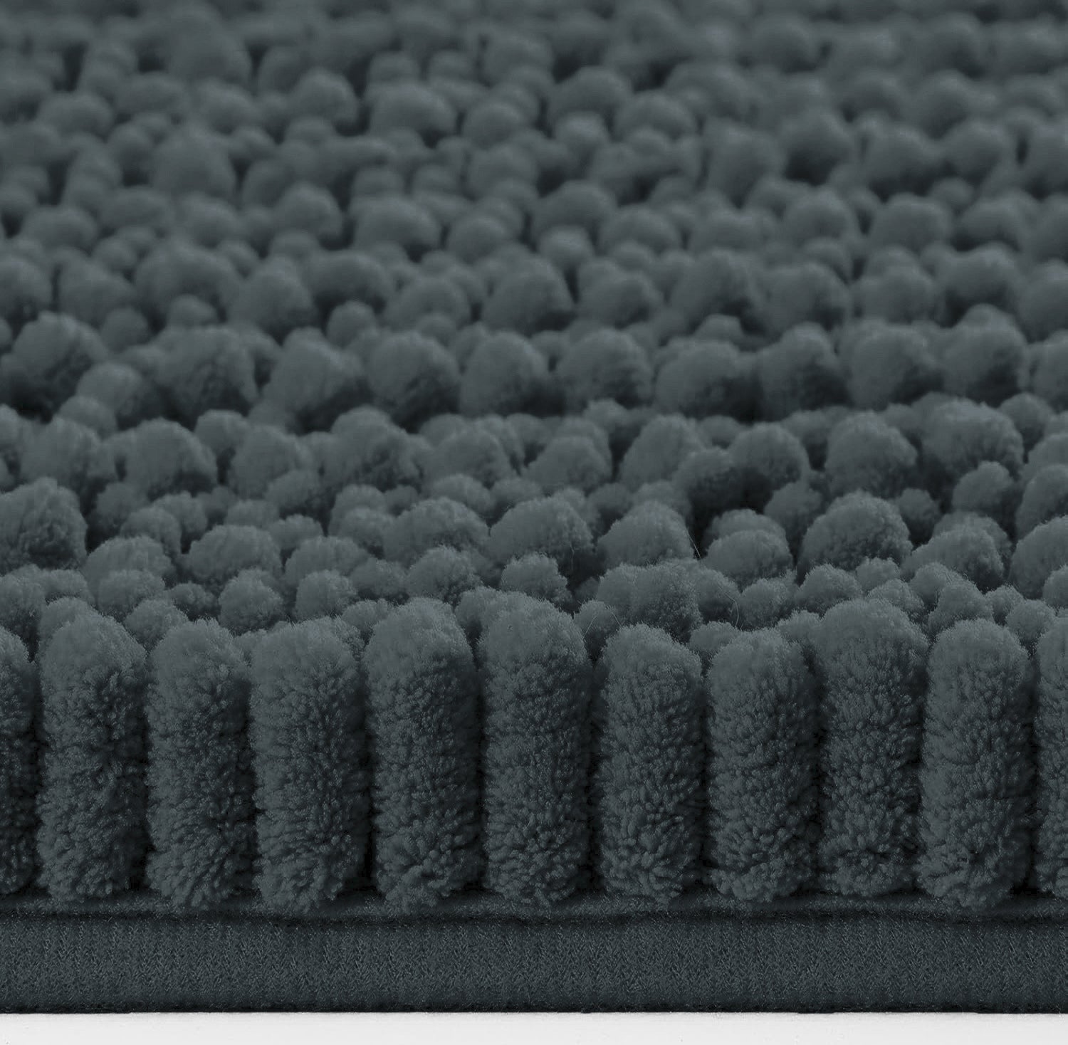 3 Piece Set Charcoal Grey Soft Cozy Plush Chenille Bath Mat Highly Absorbent Bathroom Rug