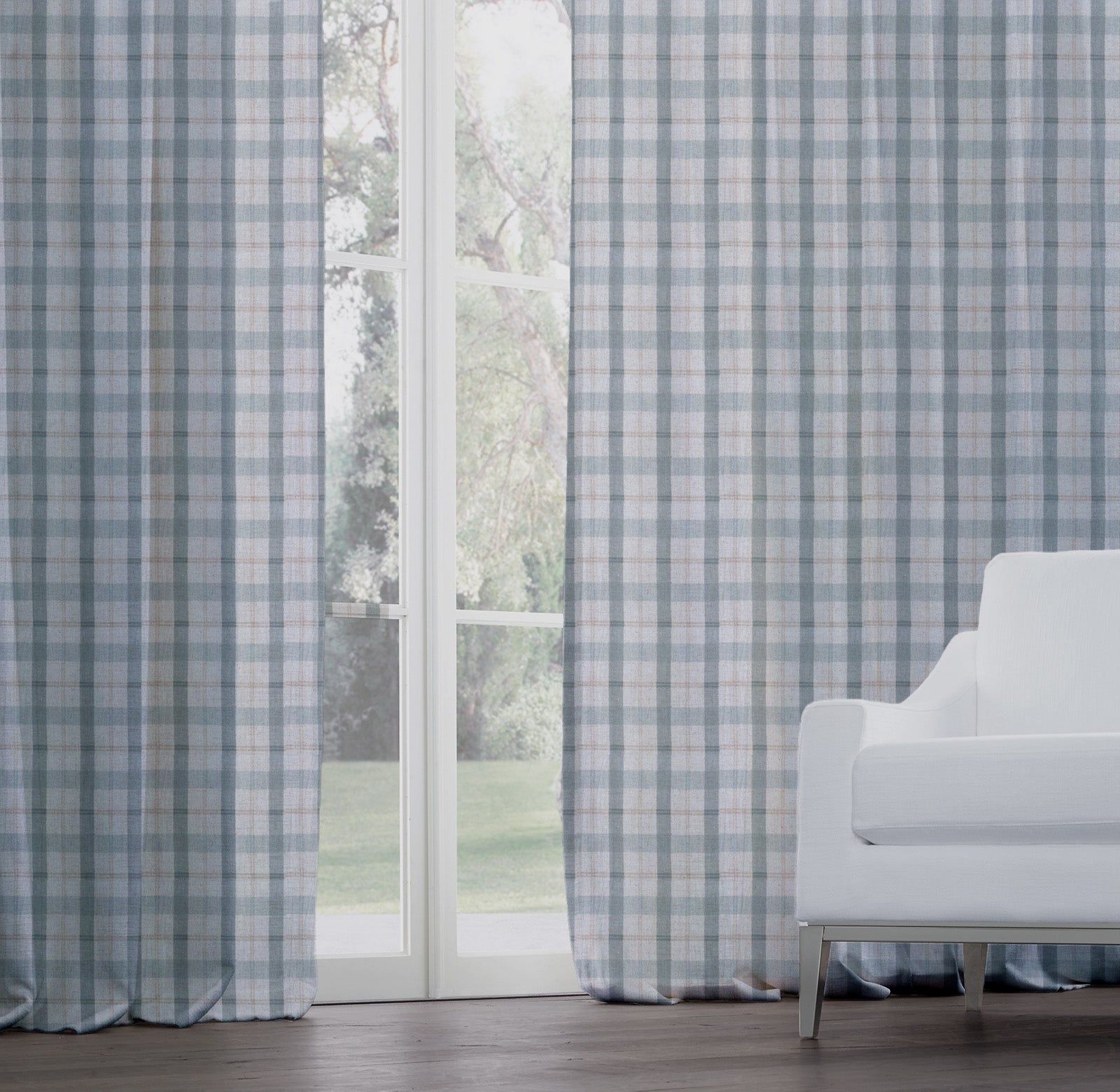 Classic Check Pure Linen Curtains | Pinch & Euro Pleats | Standard & Custom Sizes | Light Filtering or Blackout-2