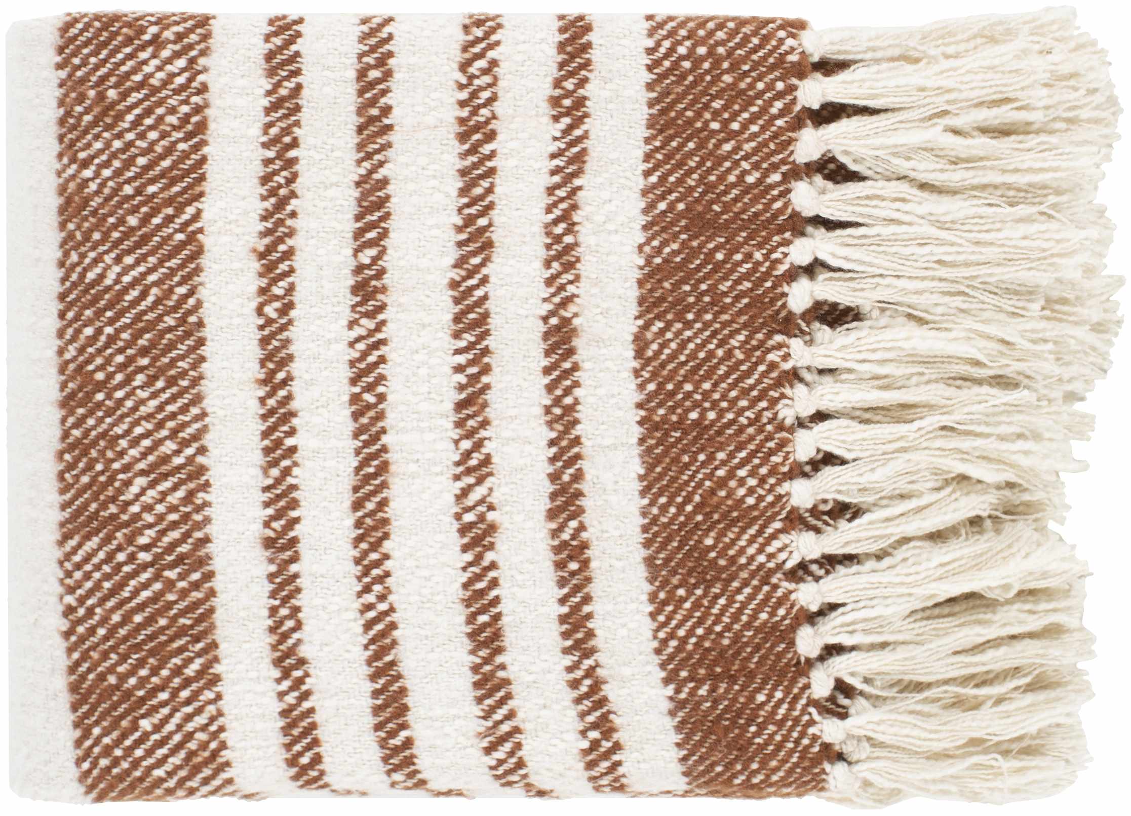Cream and Brown Hand Woven Throw Blanket-1