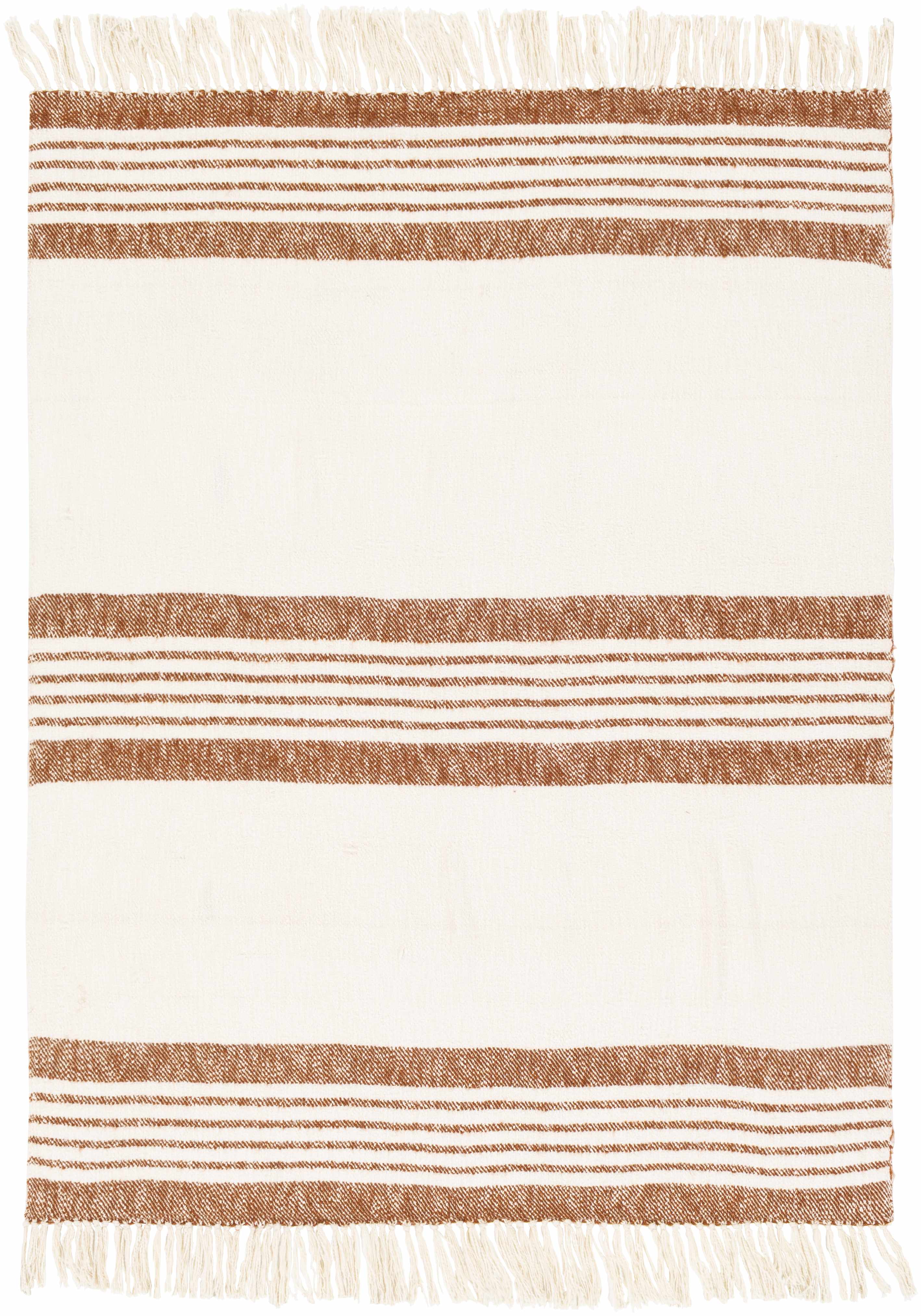 Cream and Brown Hand Woven Throw Blanket-3