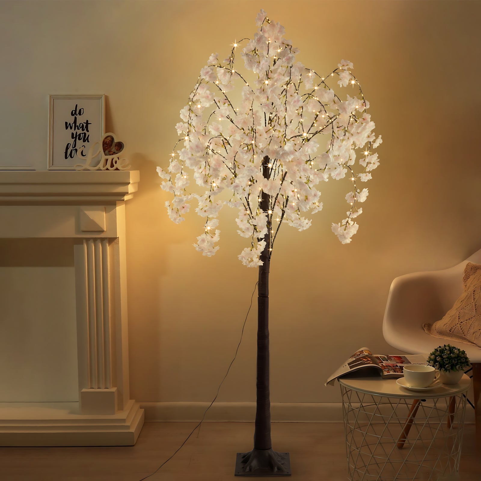 5.9ft Lighted Cherry Blossom Tree with LED Fairy Lights-0