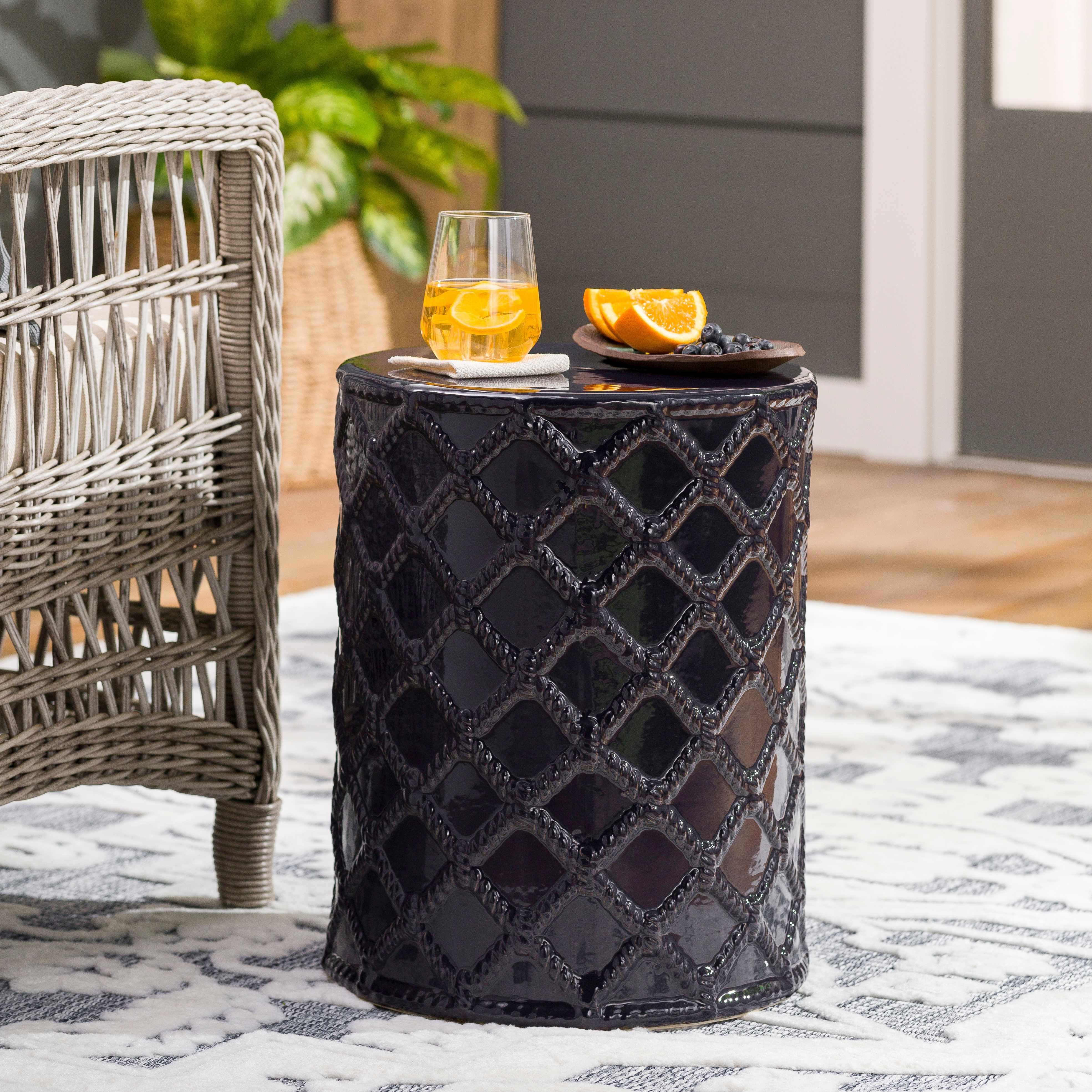 Navy Navy Ceramic Stool Table-0