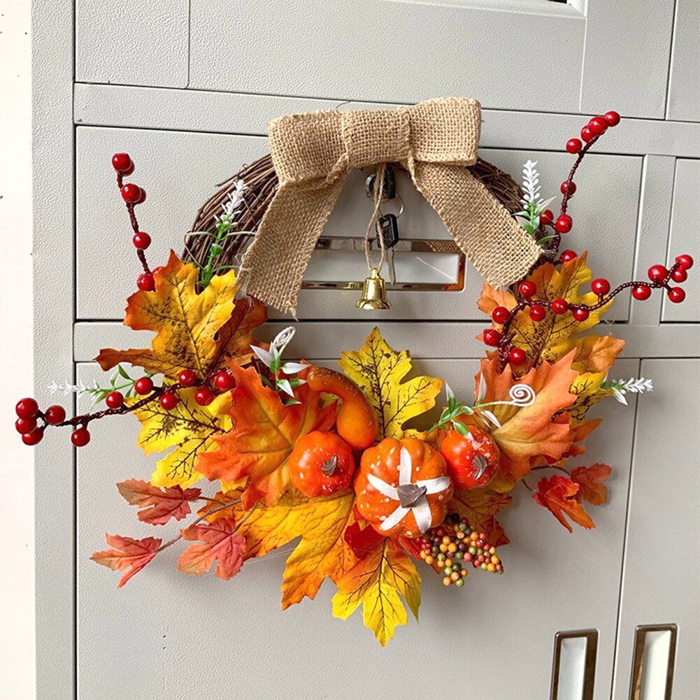 Christmas Halloween Artificial Wreath Party Home Decoration Supplies Gift Autumn Harvest Door Garland Thanksgiving-2