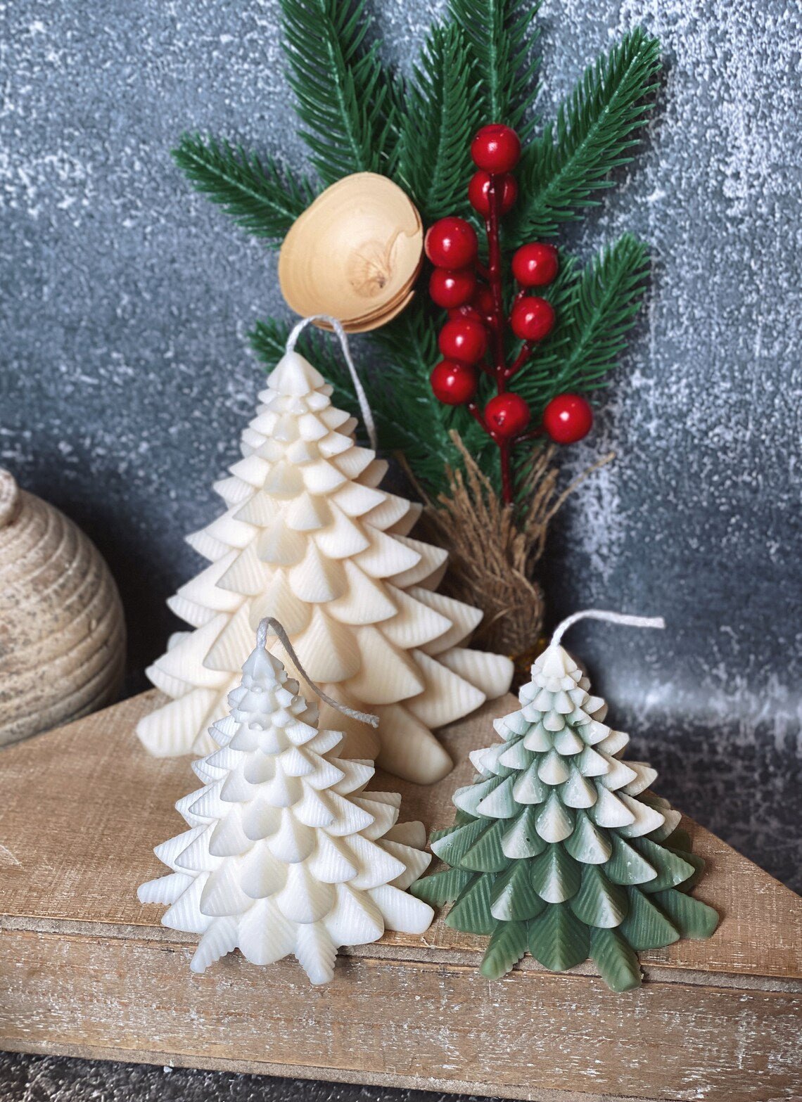 Christmas Tree Candles - Fir Trees Holiday Decor-0