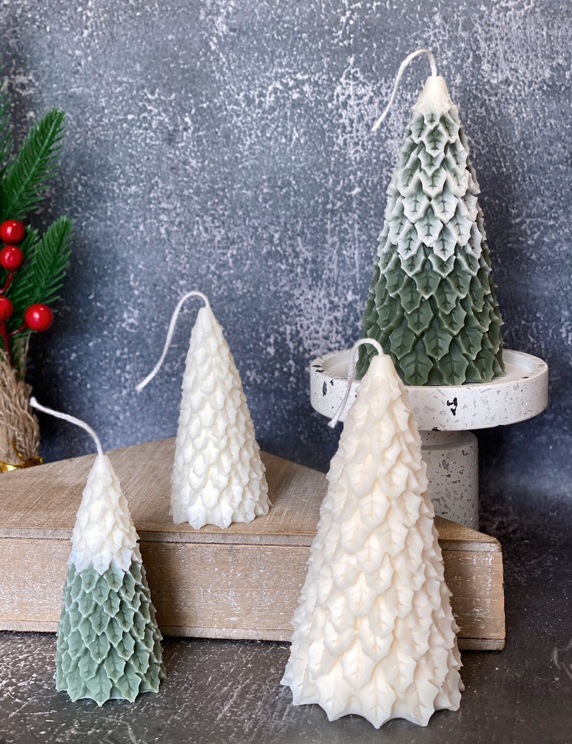 Christmas Tree Candles | Pine Trees | Holiday Decor-1