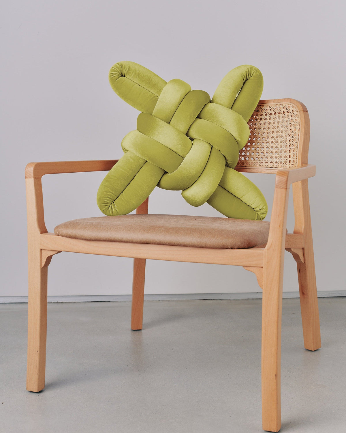 Citron Velvet Knot Pillow