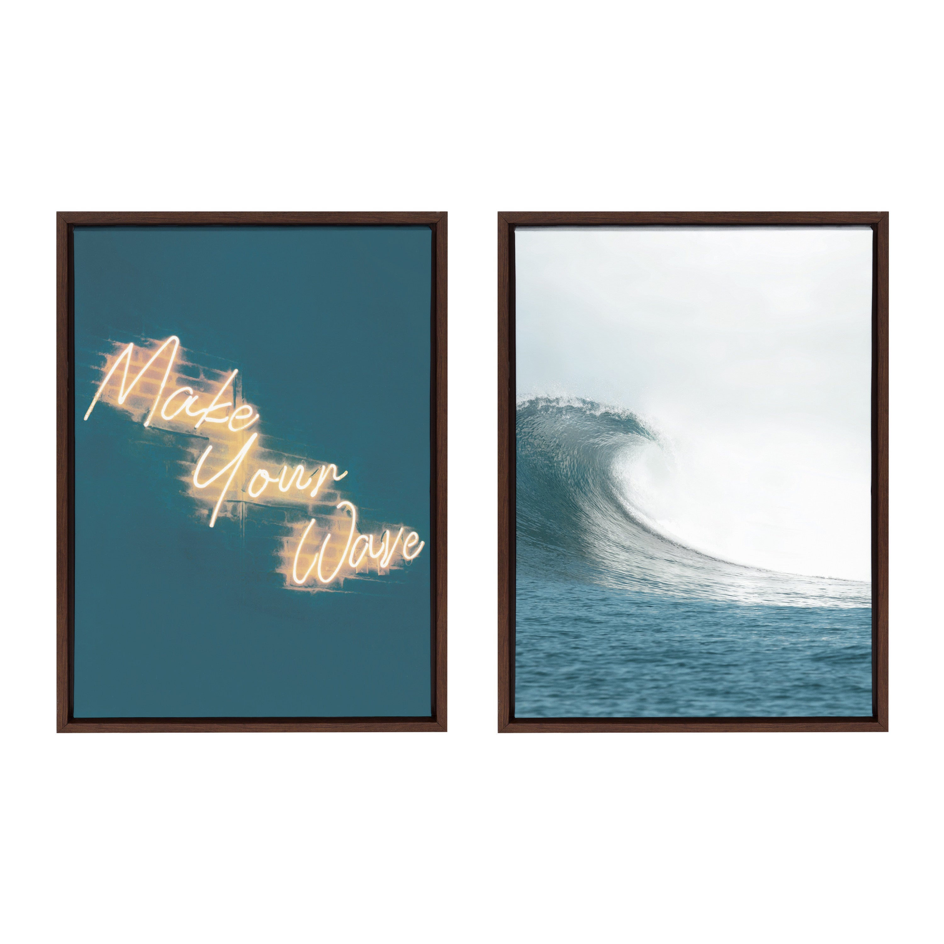 Sylvie Make Your Wave Framed Canvas Set by The Creative Bunch Studio