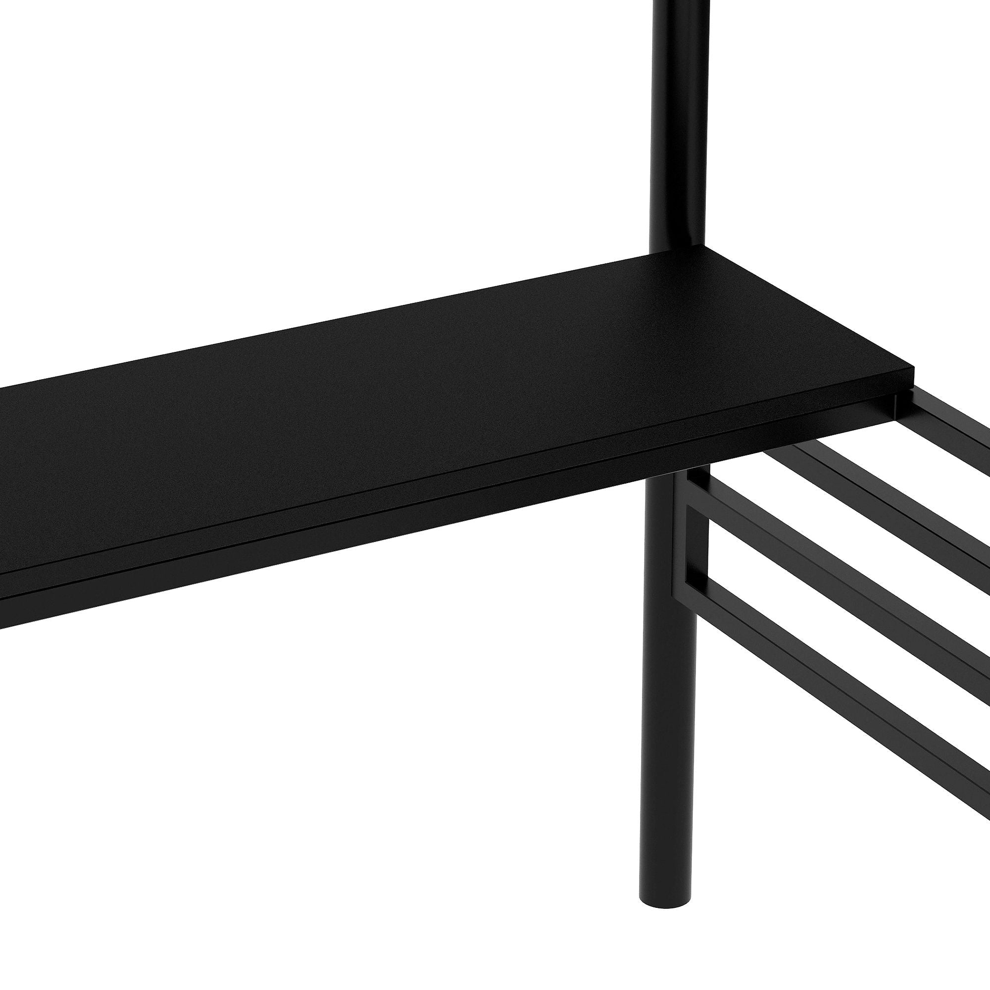 Compact Twin Metal Loft Bed with Integrated Desk and No Box Spring, Black | Just Better Bunk Beds