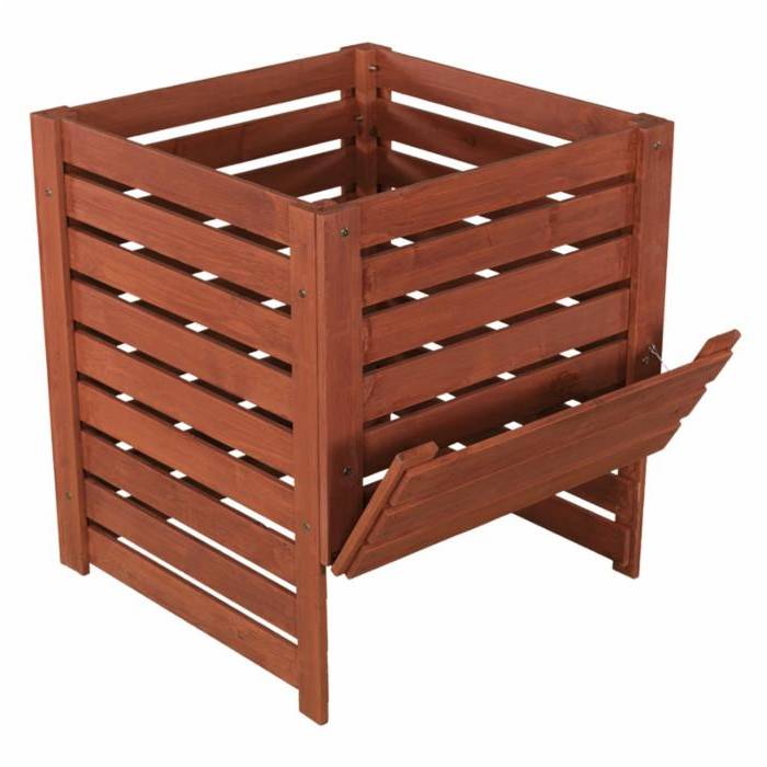 Solid Wood 90-Gallon Compost Bin with Removable Top and Hinged Side Panel-2