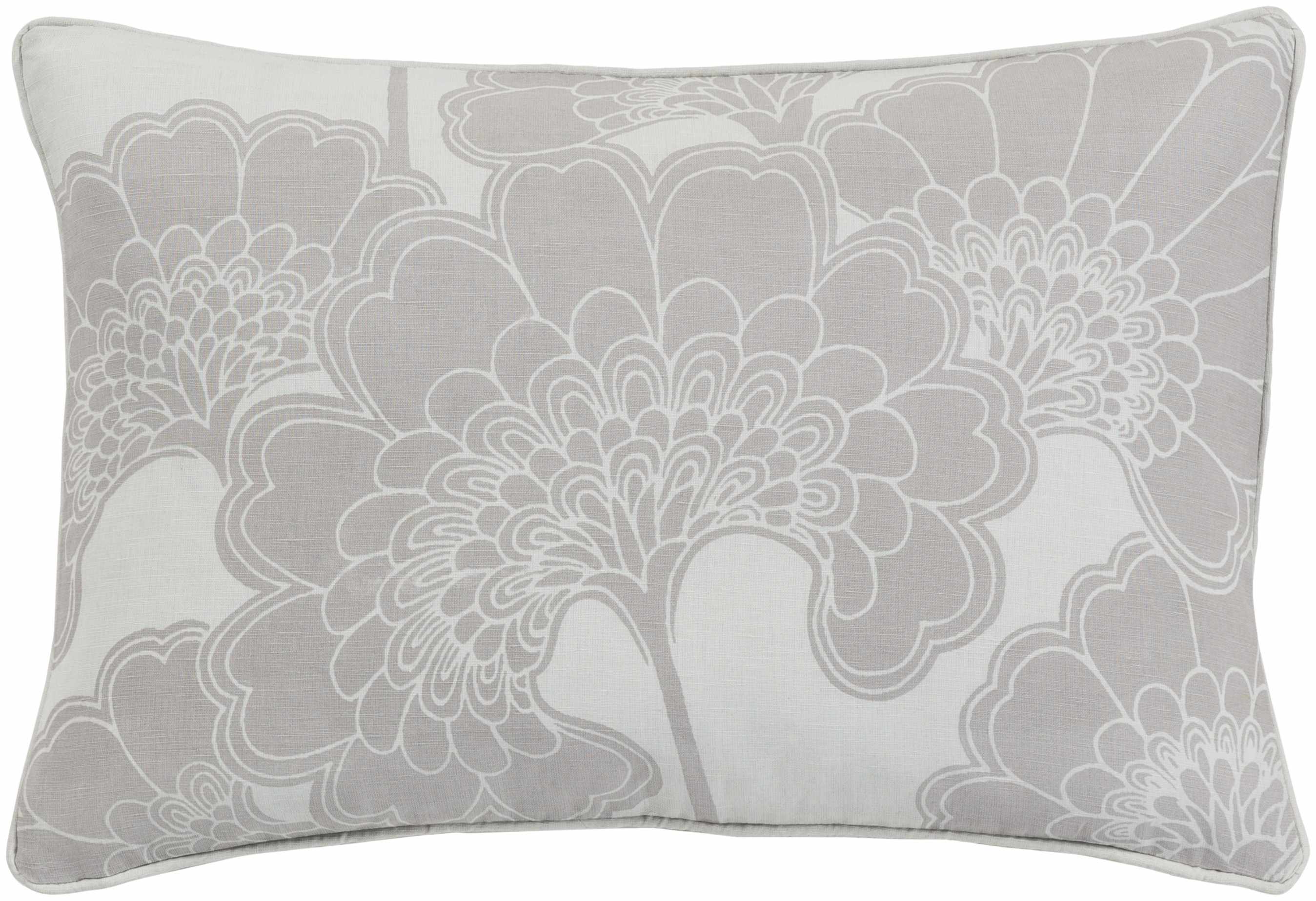Cookley Gray Floral Throw Pillow - Clearance-1