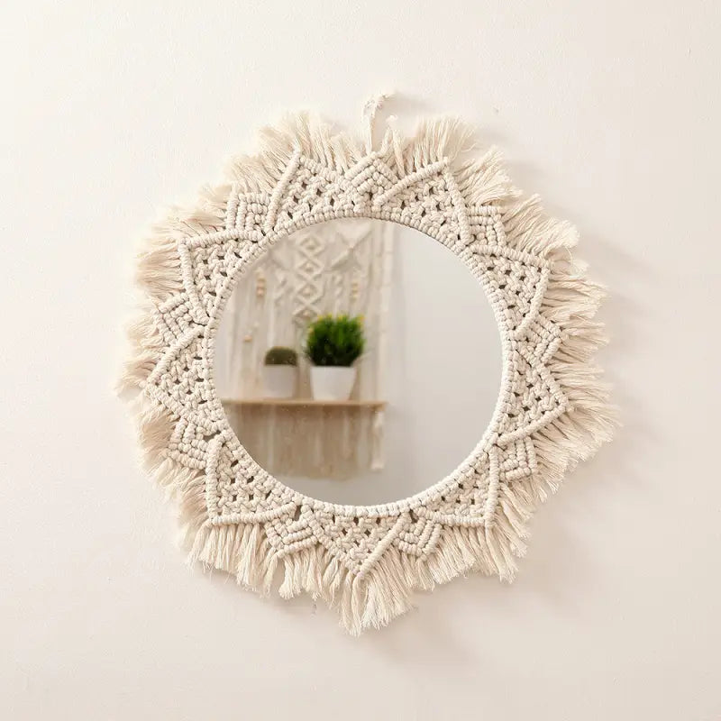 Macrame Wall Mirror Round-0