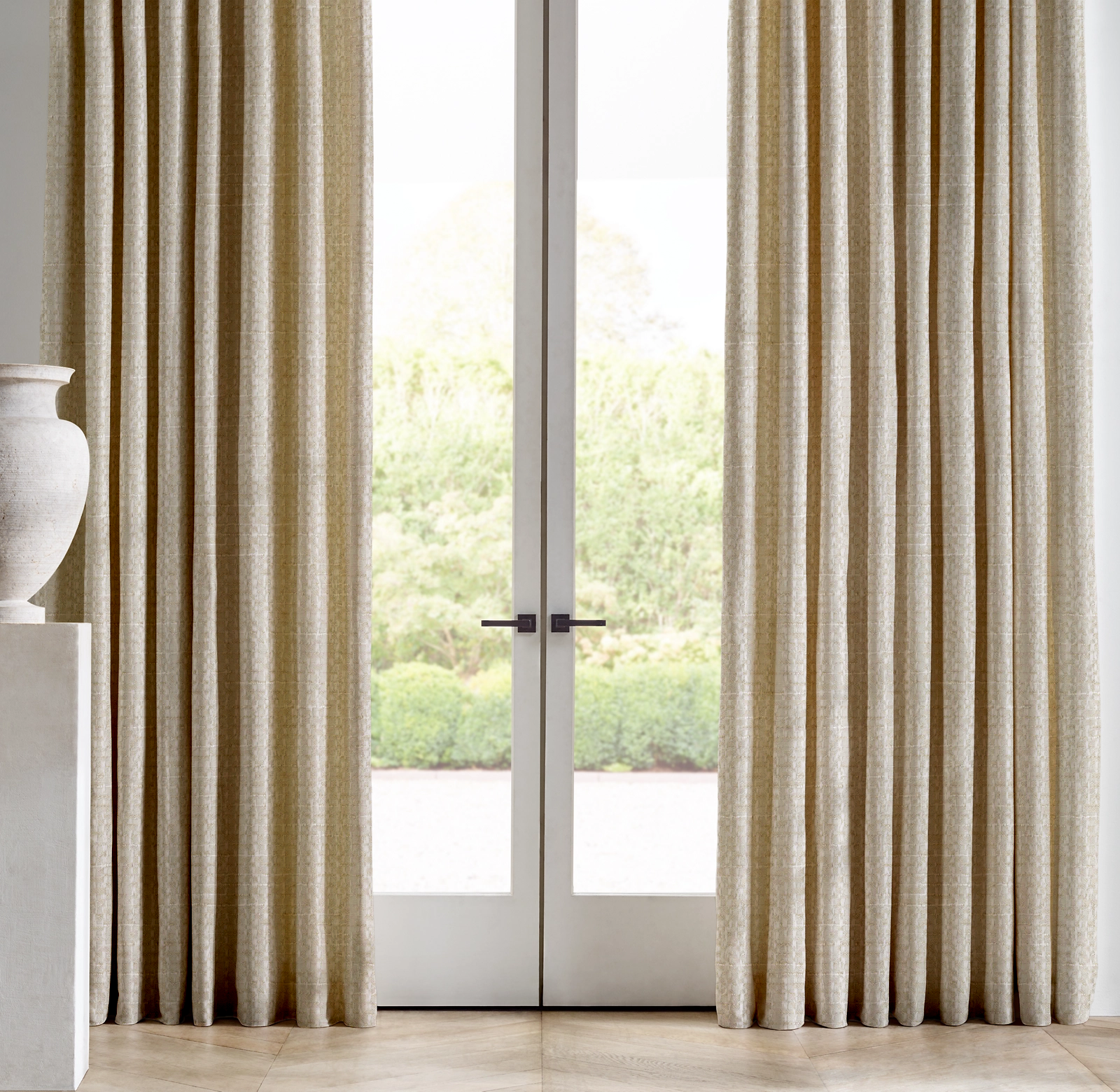 Bespoke Textured Weave Cotton Linen Curtains | Grid/Checks Pattern | Pinch Pleat & Euro Pleat Options | Custom Sizes-2