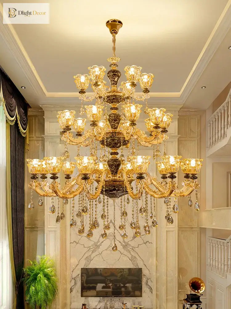 Crystal Gold Chandelier | Living Room & Lounge Lighting