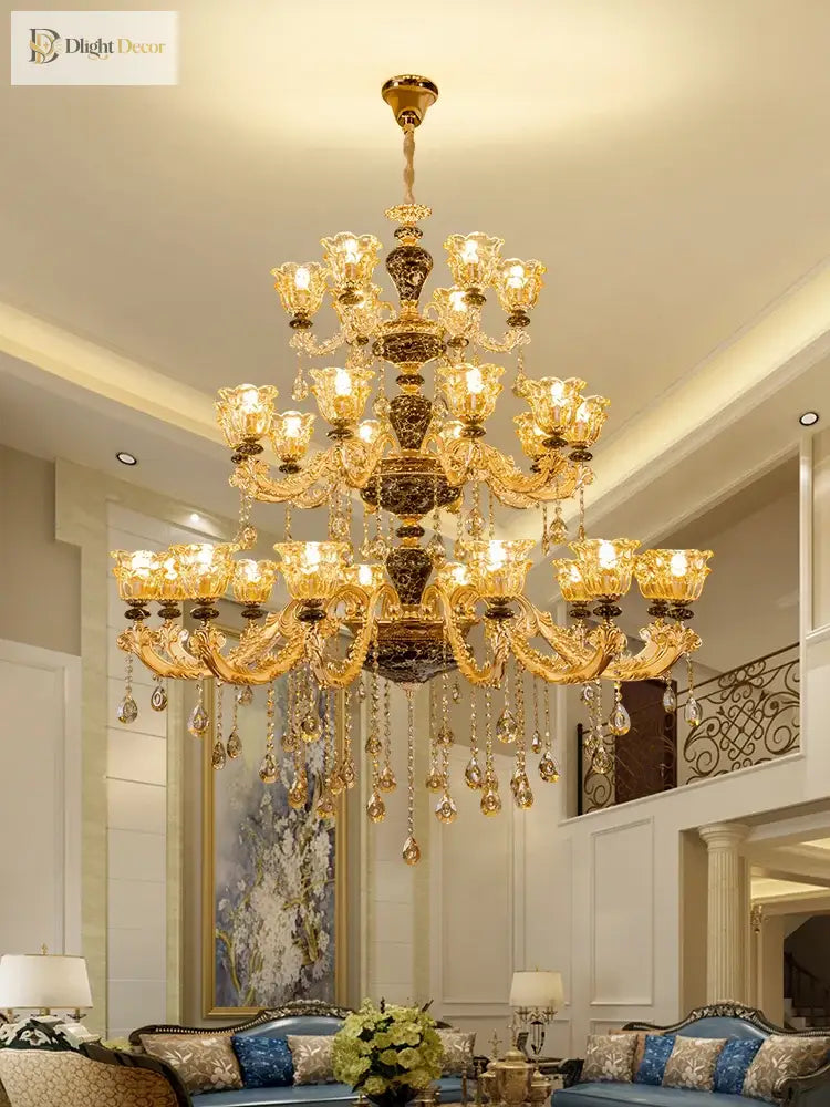 Crystal Gold Chandelier | Living Room & Lounge Lighting