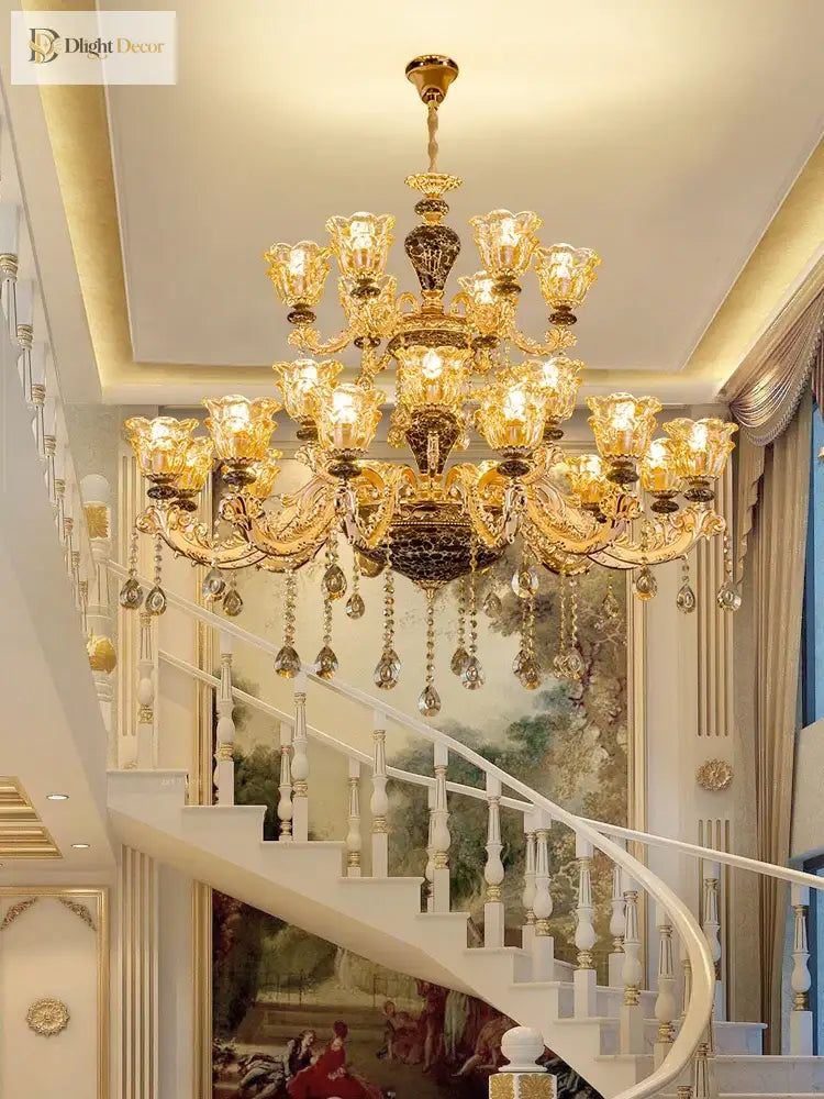 Crystal Gold Chandelier | Living Room & Lounge Lighting