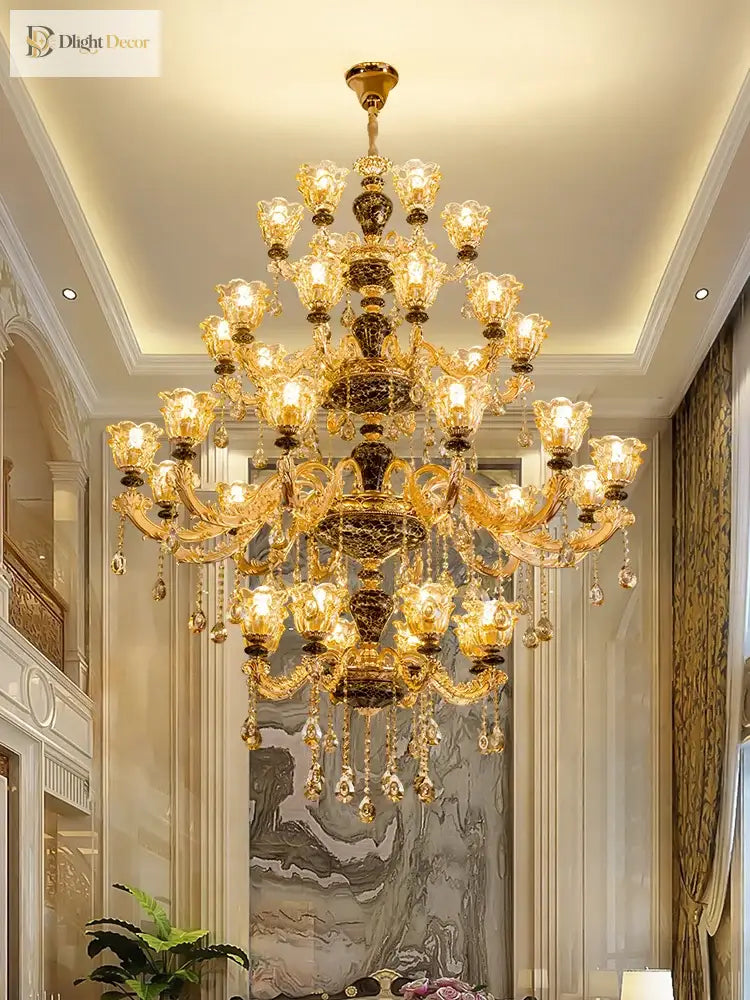 Crystal Gold Chandelier | Living Room & Lounge Lighting