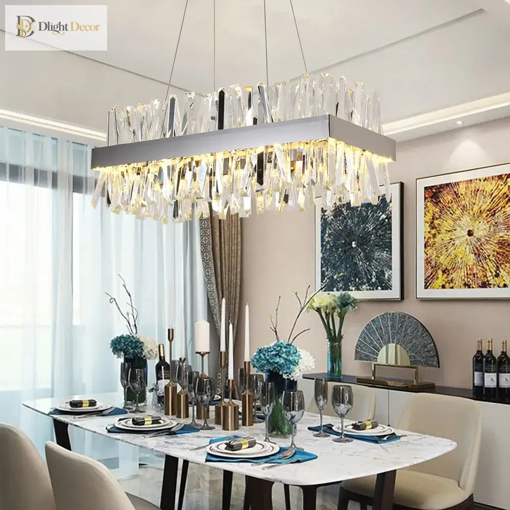 Crystal Gold Chrome Chandelier | Kitchen Island Lighting