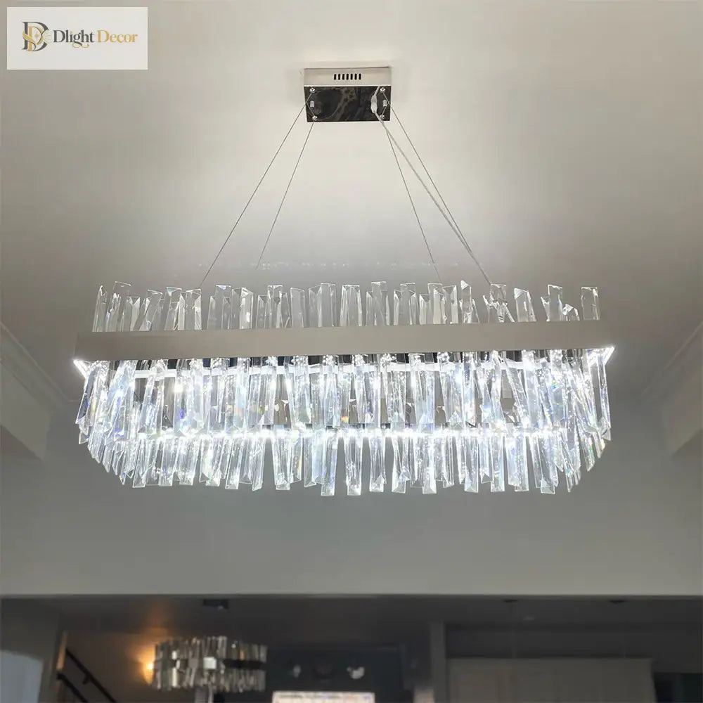 Crystal Gold Chrome Chandelier | Kitchen Island Lighting