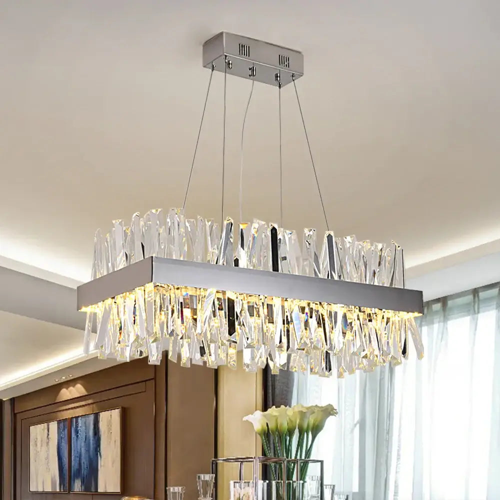 Crystal Gold Chrome Chandelier | Kitchen Island Lighting