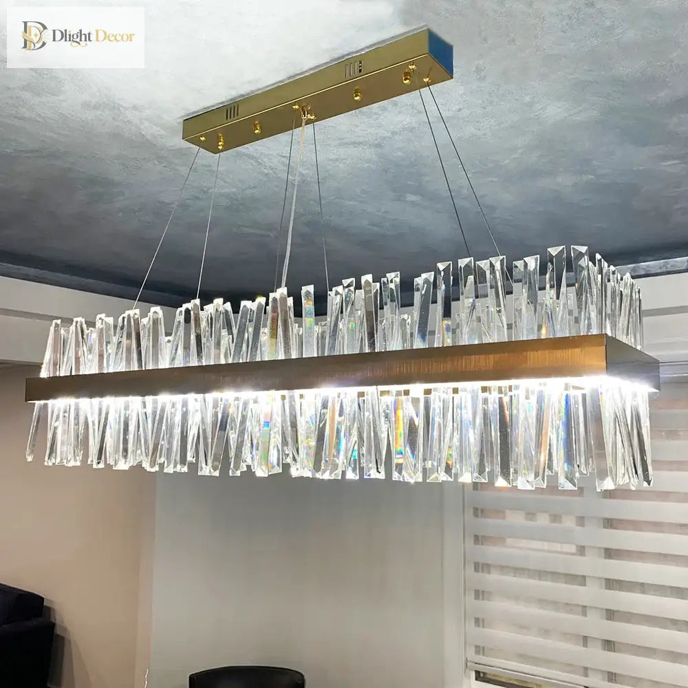 Crystal Gold Chrome Chandelier | Kitchen Island Lighting