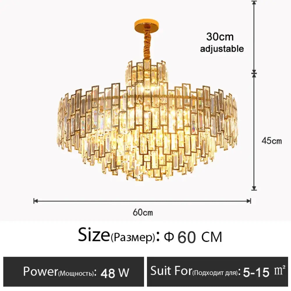 Crystal Gold Round Chandelier | Dining Room Lighting
